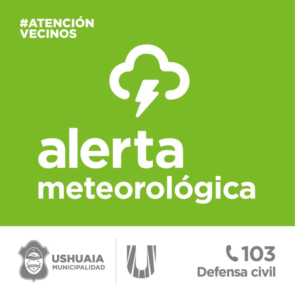 Defensa Civil Municipal de Ushuaia alerta por pronóstico de lluvias intensas para el fin de semana