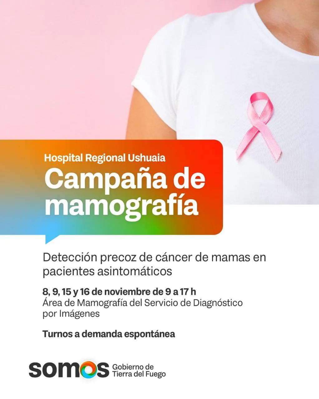 Campaña de mamografías en el Hospital Regional Ushuaia para promover la detección precoz del cáncer